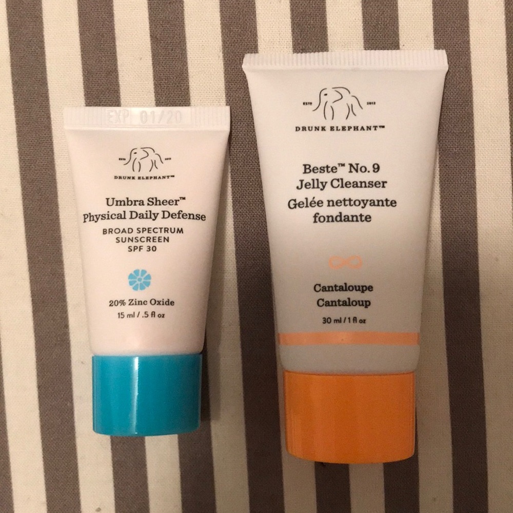 Drunk elephant jelly cleanser and sunscreen